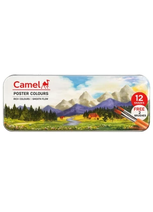 Camel Poster Colours 12 Shades 10 ml Each (2 Brush Free)