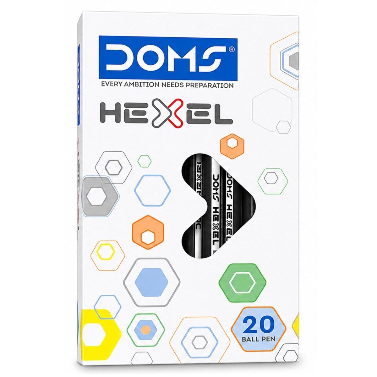 DOMS Hexel Ballpoint Pens 20 PCS | Black Ink (USE AND THROW)