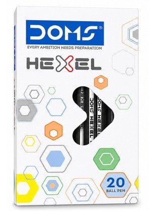 DOMS Hexel Ballpoint Pens 20 PCS | Black Ink (USE AND THROW)