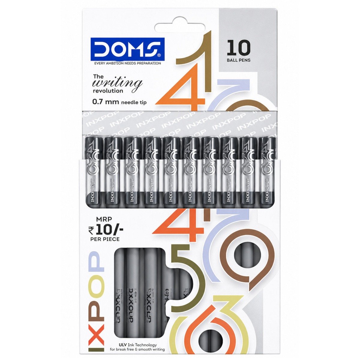 DOMS INXPOP Ballpoint Pens | Black Ink [0.7 mm Needle Tip]