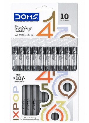 DOMS INXPOP Ballpoint Pens | Black Ink [0.7 mm Needle Tip]
