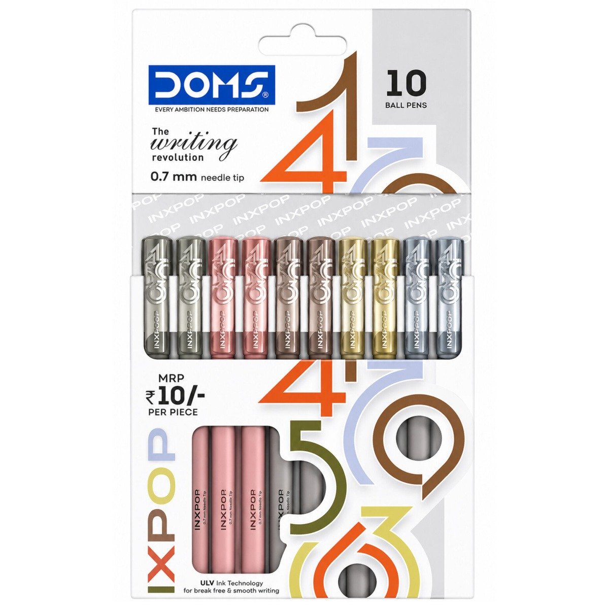 DOMS INXPOP Ballpoint Pens | Blue Ink [0.7 mm Needle Tip]
