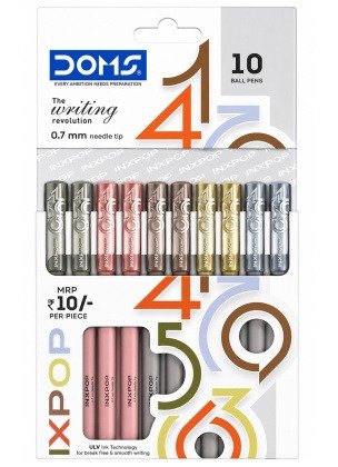 DOMS INXPOP Ballpoint Pens | Blue Ink [0.7 mm Needle Tip]