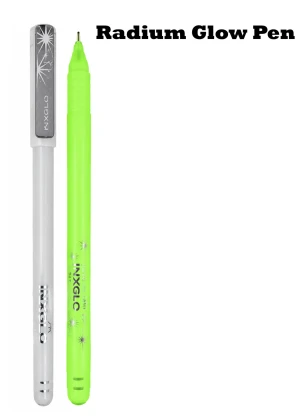 DOMS INXGLO Glow Ballpoint Pens | Black Ink (Radium Pen)