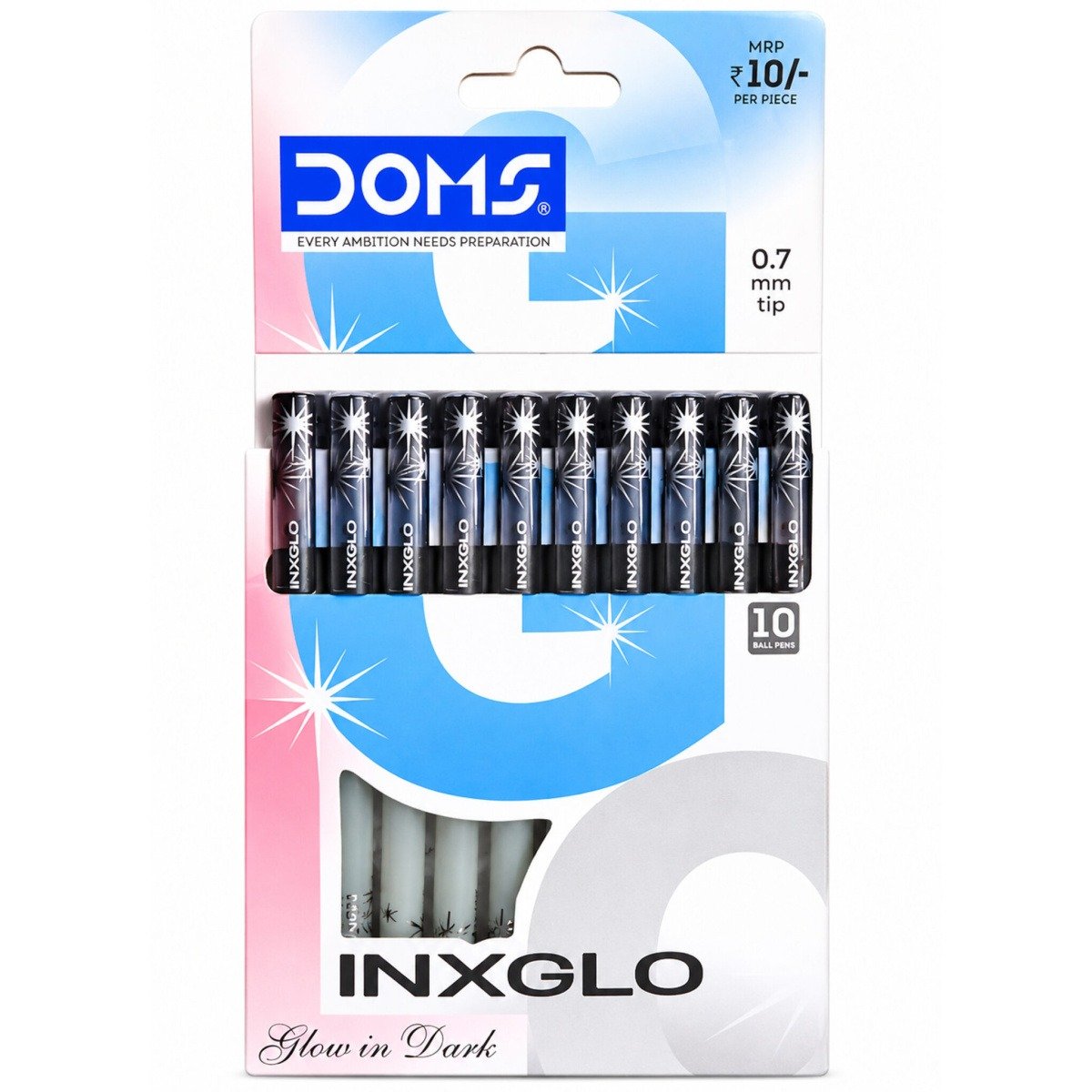 DOMS INXGLO Glow Ballpoint Pens | Black Ink (Radium Pen)