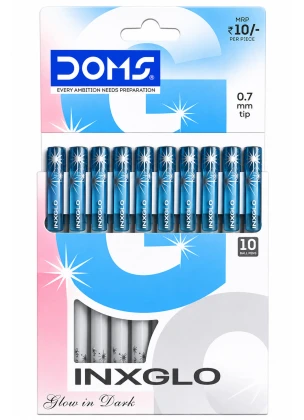 DOMS INXGLO Glow Ballpoint Pens | Blue Ink (Radium Pen)
