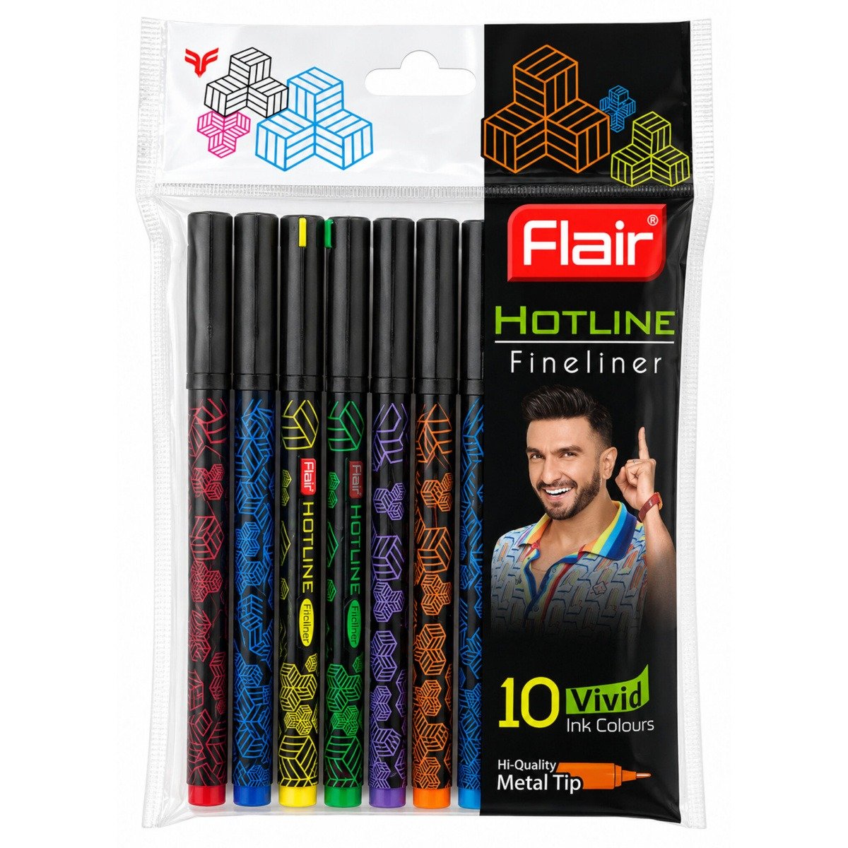 Flair Hotline Fineliner Colours Gel Pens | 10 Vivid Ink Colours