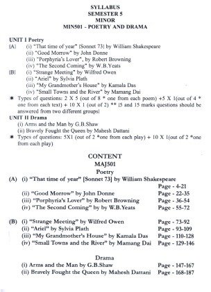 Question Answer Poetry and Drama Booster Semester-5 | Kalyani University [Minor Course 501]