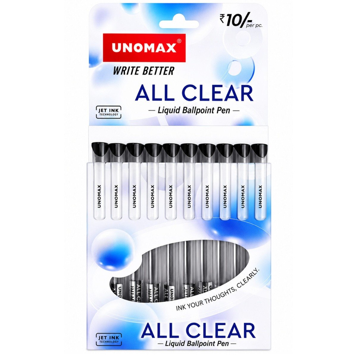 Unomax All Clear Liquid Ballpoint Pens | Black Ink