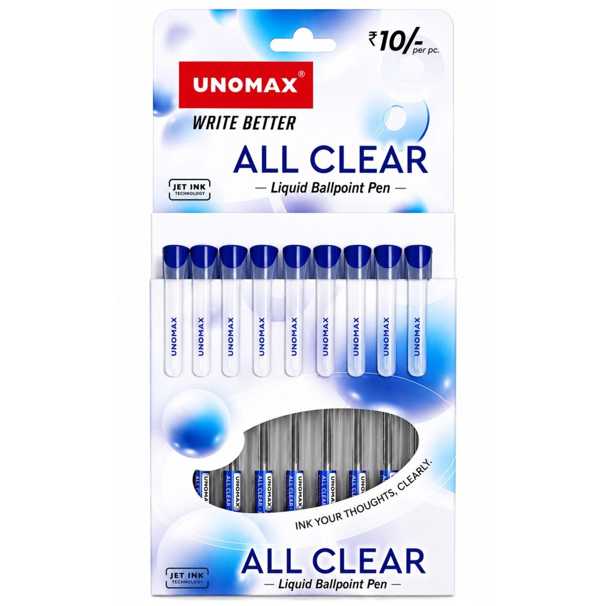 Unomax All Clear Liquid Ballpoint Pens | Blue Ink