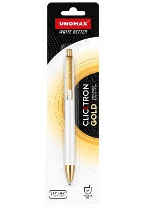 Unomax Clicktron Gold RT Ballpoint Pens | Blue Ink