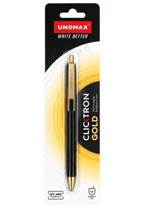 Unomax Clicktron Gold RT Ballpoint Pens | Blue Ink