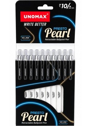 Unomax Presto Pearl Ballpoints Pens | Ink Black