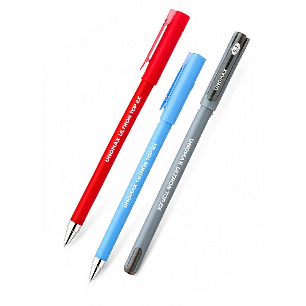 Unomax Ultron Top 2X Liquid Ballpoint Pens | 100 Pcs Stand- 70 Blue, 24 Black, 6 Red