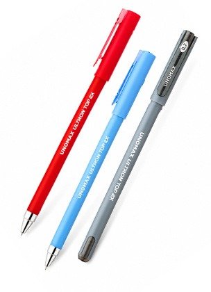 Unomax Ultron Top 2X Liquid Ballpoint Pens | 100 Pcs Stand- 70 Blue, 24 Black, 6 Red