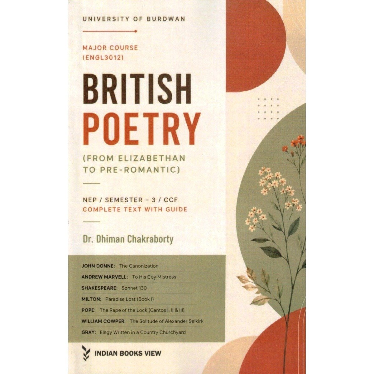 British Poetry from Elizabethan to Pre-Romantic Major Course (ENGL3012) Semester 3, Burdwan University By Dr Dhiman Chakraborty