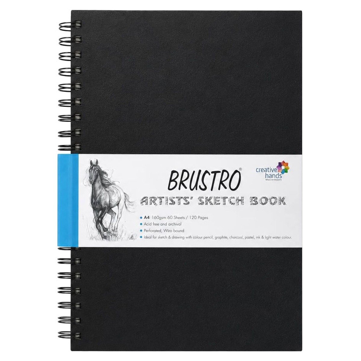 Brustro Artists Wiro Bound A4 Sketch Book | Spiral | 120 Pages, 160 GSM | Ideal for Students and Adults, Home, School, Students, Beginners, Professional Drawing, Sketching, Mandala Art
