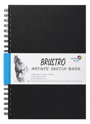 Brustro Artists Wiro Bound A4 Sketch Book | Spiral | 120 Pages, 160 GSM | Ideal for Students and Adults, Home, School, Students, Beginners, Professional Drawing, Sketching, Mandala Art