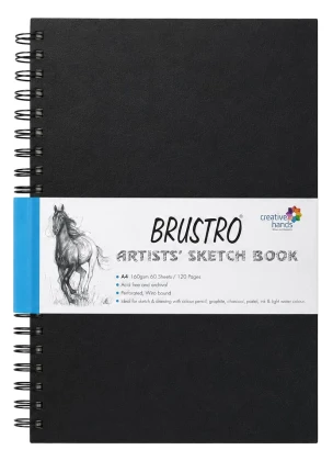Brustro Artists Wiro Bound A4 Sketch Book | Spiral | 120 Pages, 160 GSM | Ideal for Students and Adults, Home, School, Students, Beginners, Professional Drawing, Sketching, Mandala Art