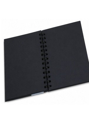 Brustro Black A5 Sketchbook 200GSM | 40 Sheets, 80 Pages | Wiro Bound, Spiral, Premium, Acid-Free Paper Professional-Grade, Ideal for Dry Media, Mandala Art, Graphite, Charcoal, School, Office Use