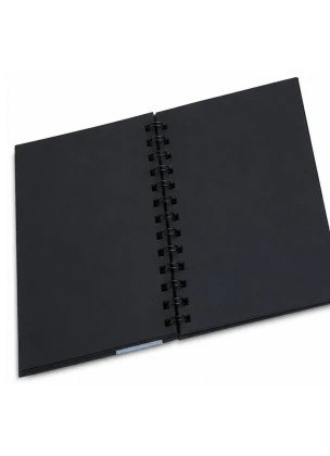 Brustro Black A5 Sketchbook 200GSM | 40 Sheets, 80 Pages | Wiro Bound, Spiral, Premium, Acid-Free Paper Professional-Grade, Ideal for Dry Media, Mandala Art, Graphite, Charcoal, School, Office Use