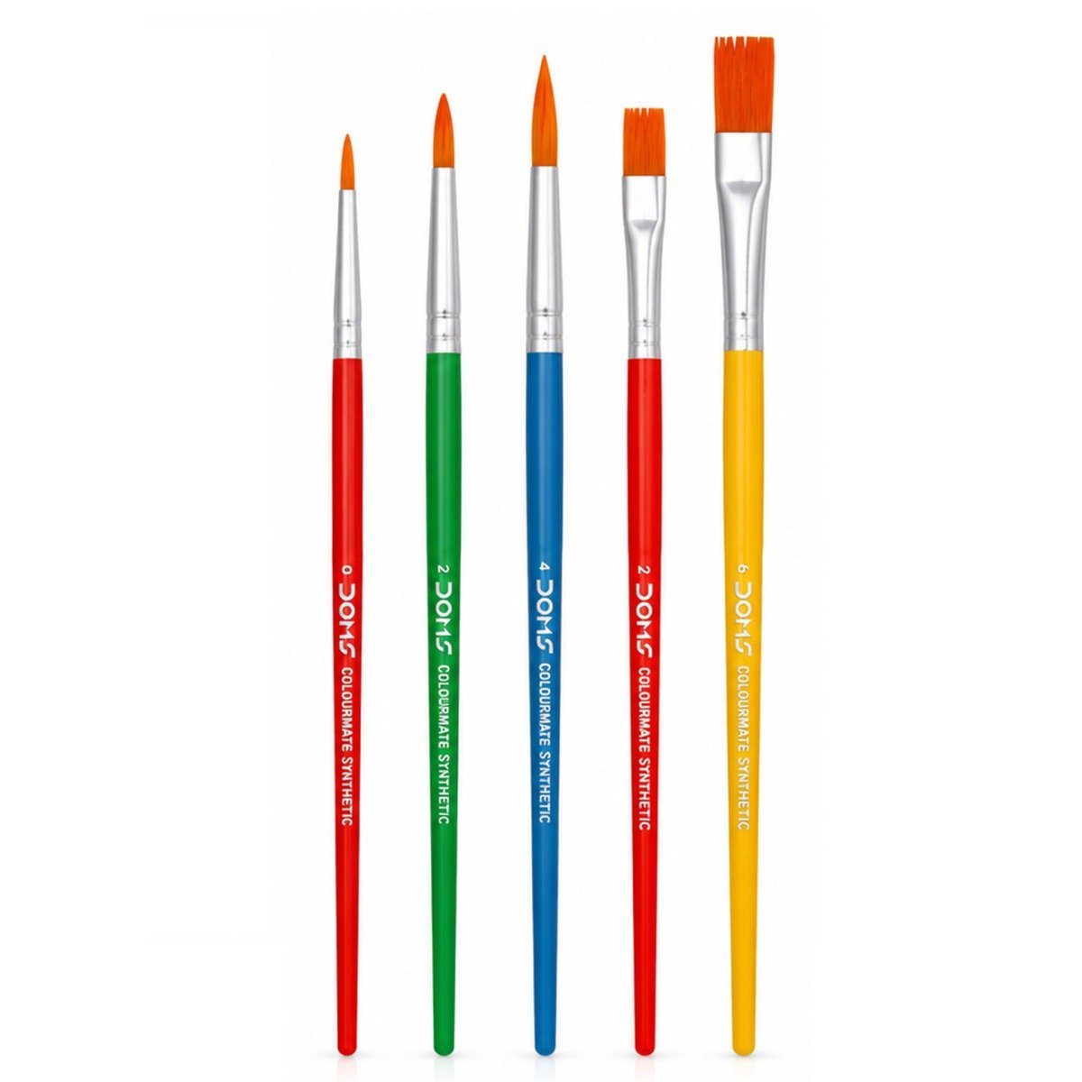 Doms Colourmate Flat and Round Drawing Brushes 5 Pc
