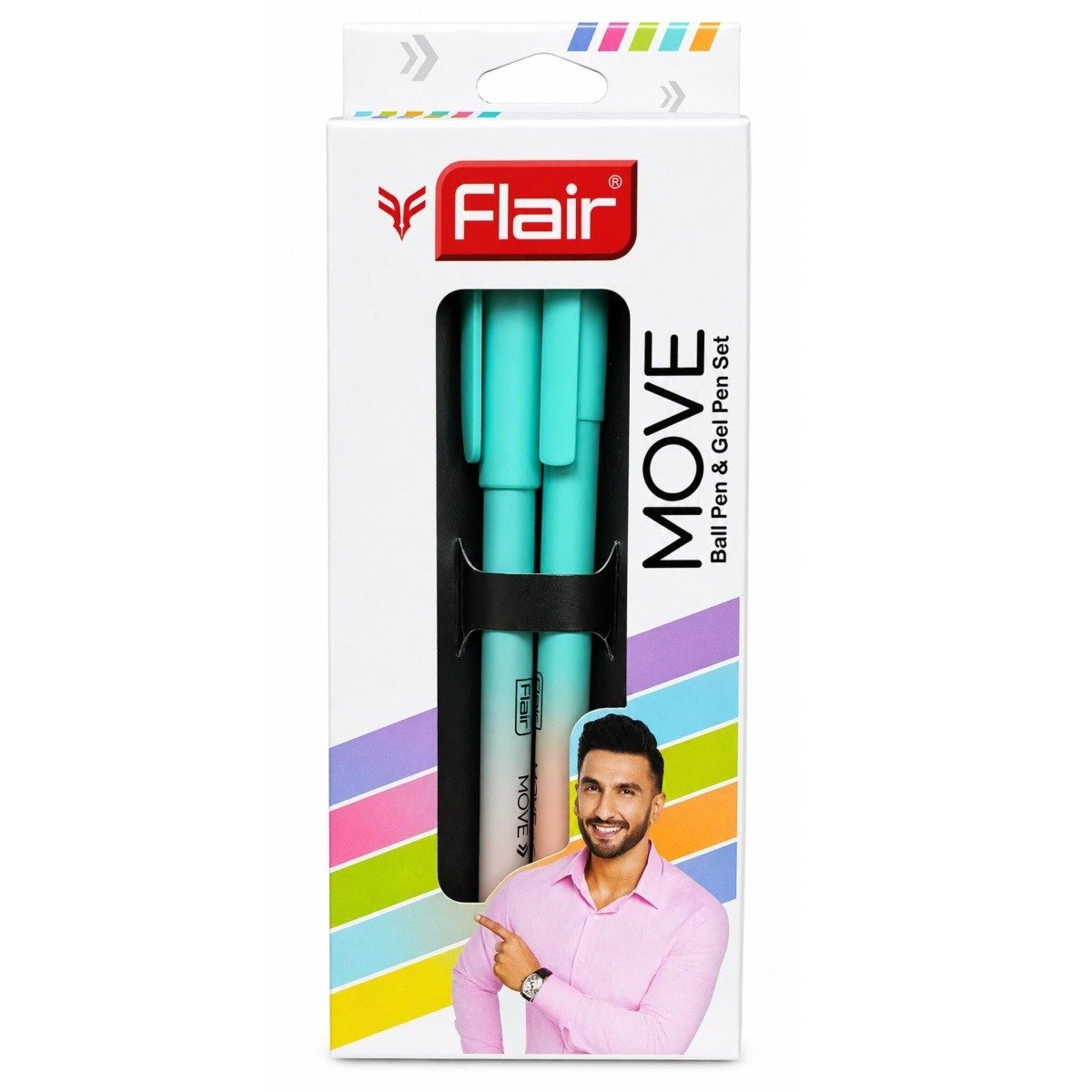Flair Move Ball Pen and Gel Pen Set | Smooth Writing Pens | Stylish Turquoise Pens for School, Office and Everyday Use