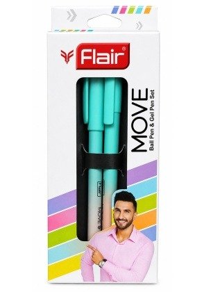 Flair Move Ball Pen and Gel Pen Set | Smooth Writing Pens | Stylish Turquoise Pens for School, Office and Everyday Use