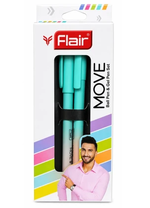 Flair Move Ball Pen and Gel Pen Set | Smooth Writing Pens | Stylish Turquoise Pens for School, Office and Everyday Use