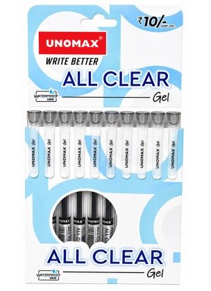 Unomax All Clear Gel Pens | Black Ink