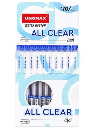 Unomax All Clear Gel Pens | Blue Ink