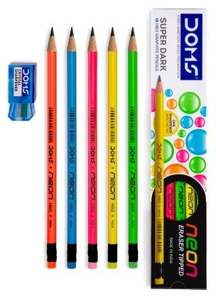 DOMS Neon Super Dark Pencil Pack of 10