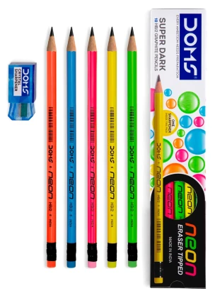 DOMS Neon Super Dark Pencil Pack of 10