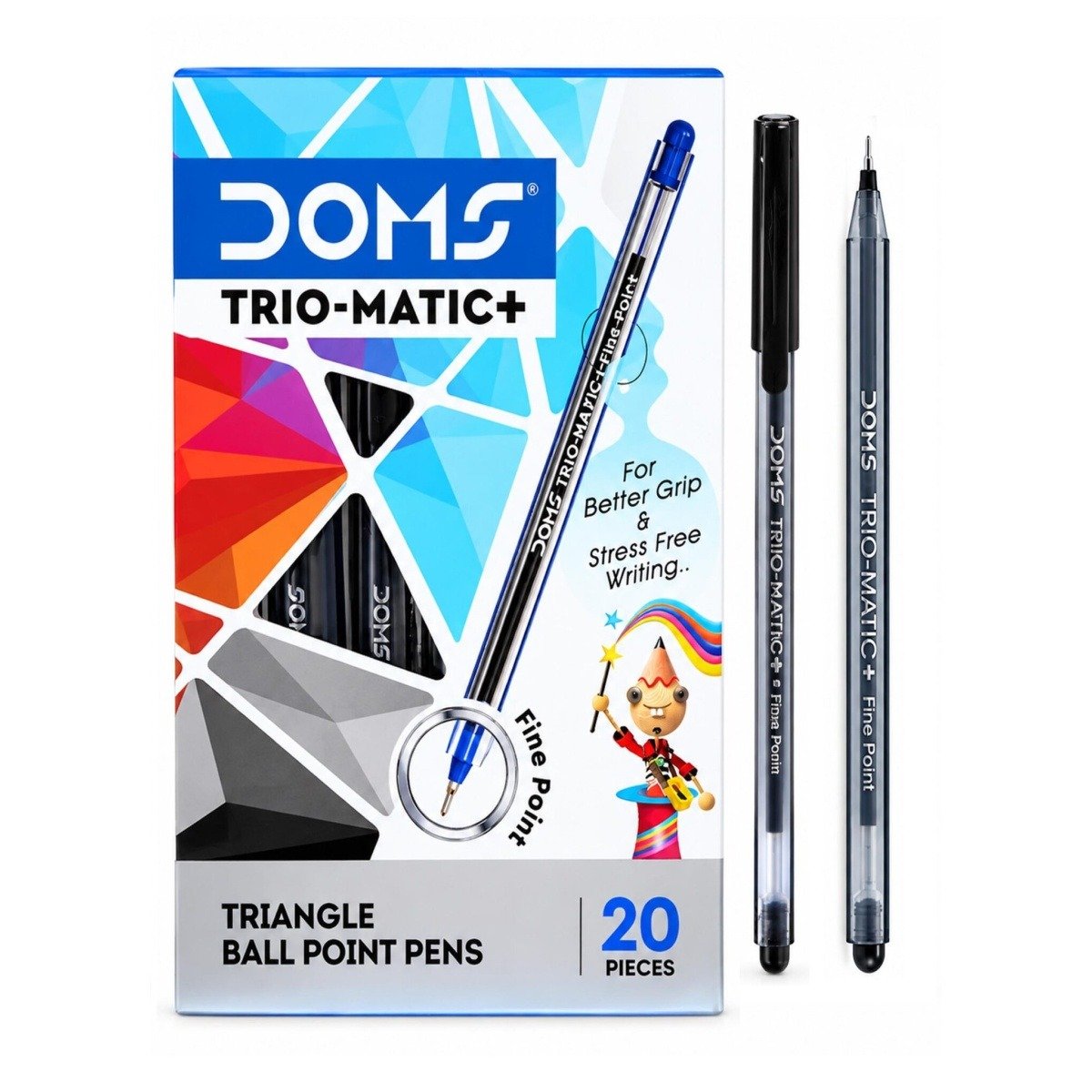 DOMS TRIO MATIC Ballpoint Pens 20 PCS | Black Ink (USE AND THROW)