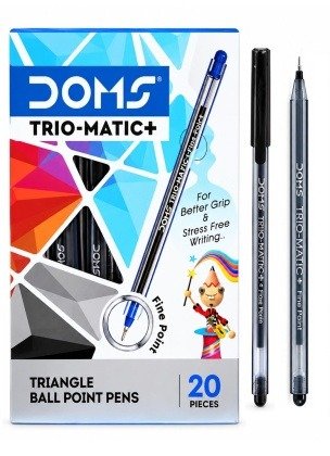 DOMS TRIO MATIC Ballpoint Pens 20 PCS | Black Ink (USE AND THROW)