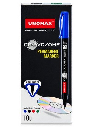 Unomax CD-DVD/OHP Permanent Marker Set of 10 (Black)